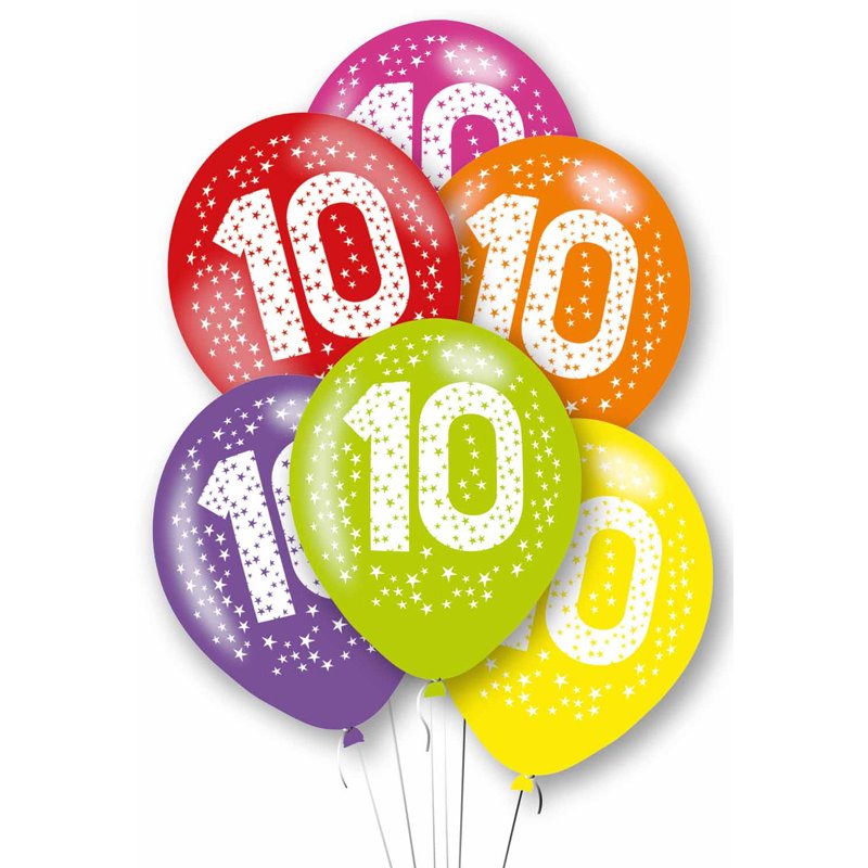 6PK 27cm AGE 10 BALLOONS
