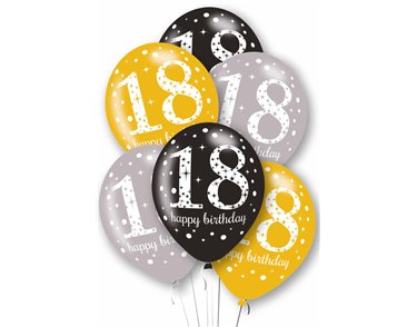 6PK 27cm AGE 18 BALLOONS