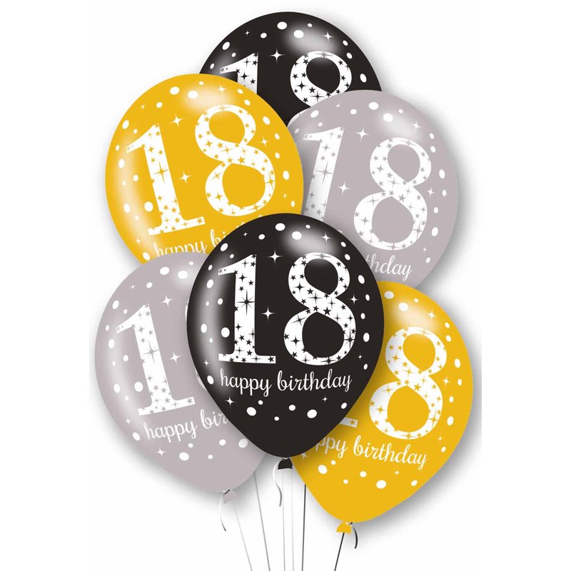 6PK 27cm AGE 18 BALLOONS