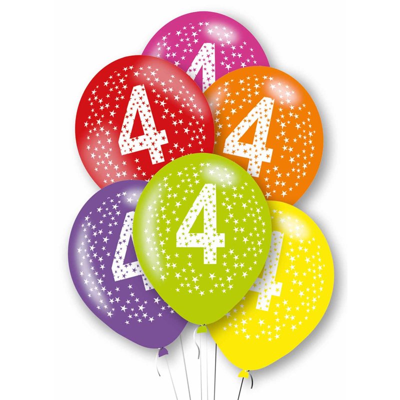 6PK 27cm AGE 4 BALLOONS
