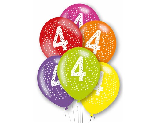 6PK 27cm AGE 4 BALLOONS