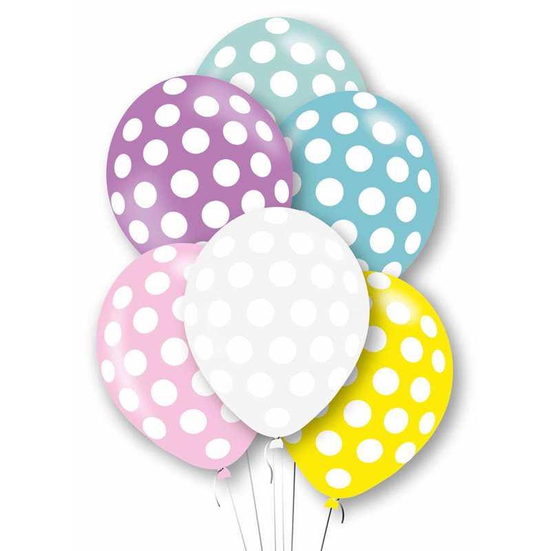 6PK 27cm POLKA DOT BALLOONS
