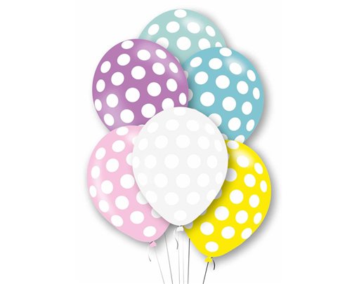 6PK 27cm POLKA DOT BALLOONS