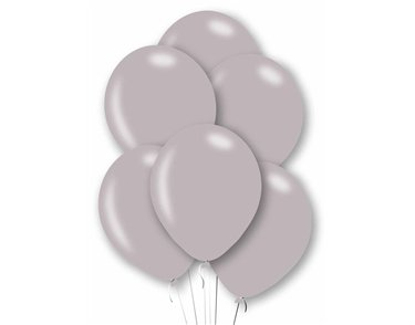 10PK 27cm METALLIC SILVER BALLOONS