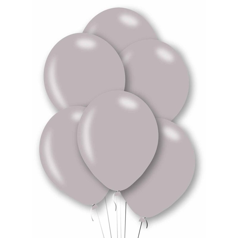 10PK 27cm METALLIC SILVER BALLOONS