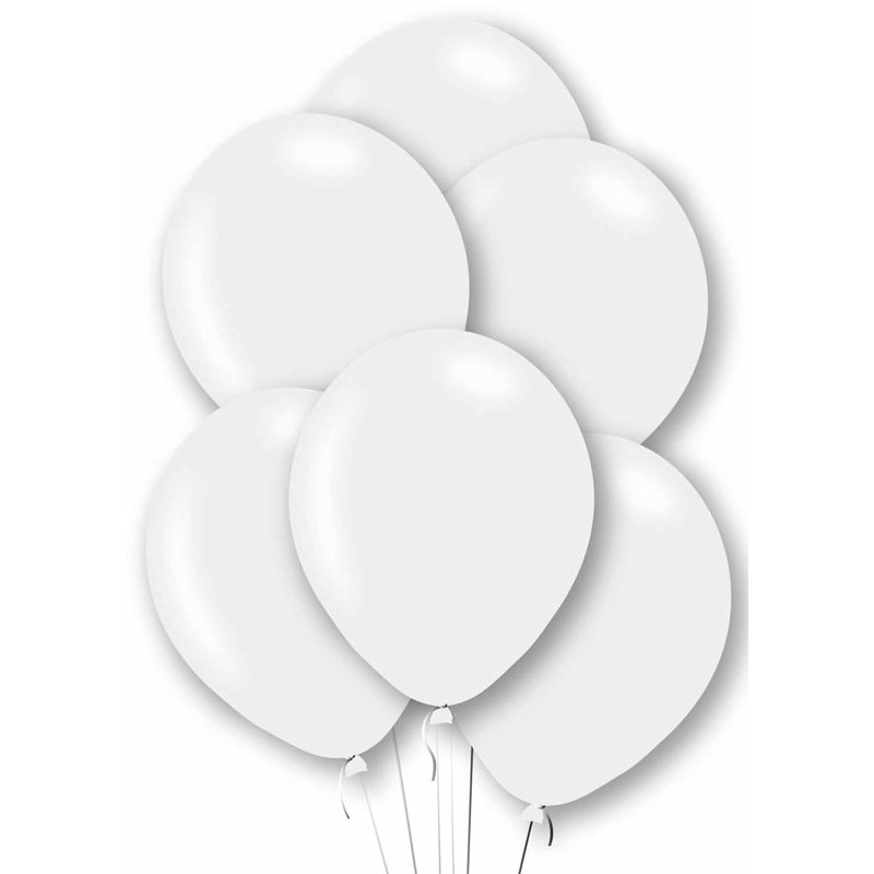 10PK 27cm WHITE BALLOONS