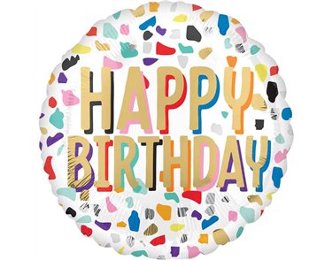 18in HAPPY CONFETTI BIRTHDAY FOIL BALLOON