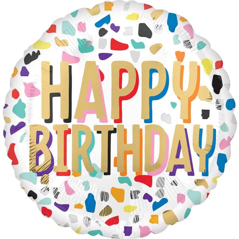 18in HAPPY CONFETTI BIRTHDAY FOIL BALLOON