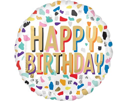 18in HAPPY CONFETTI BIRTHDAY FOIL BALLOON