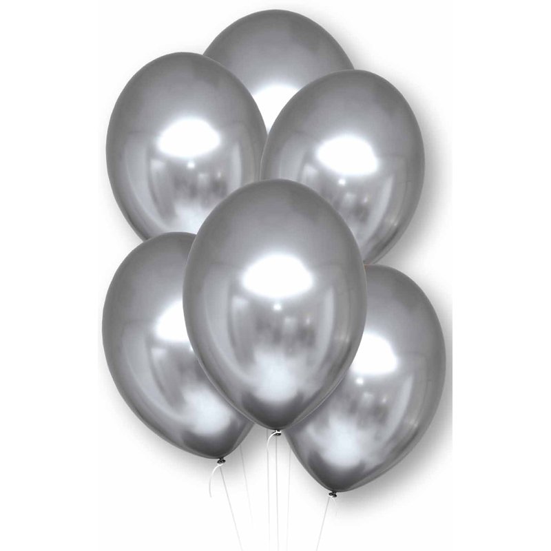 6PK 11in SILVER SATIN LUXE LATEX BALLOONS