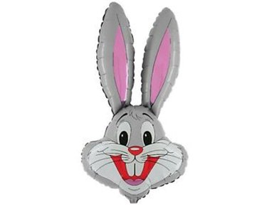 36IN GREY RABBIT SHAPED FOIL BALLOON