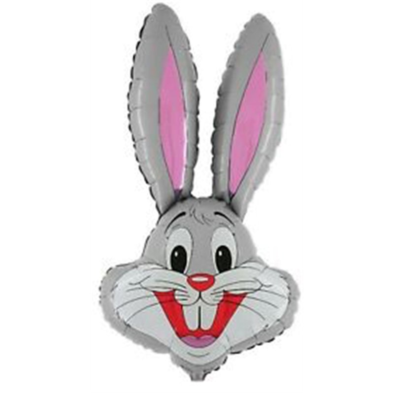 36IN GREY RABBIT SHAPED FOIL BALLOON