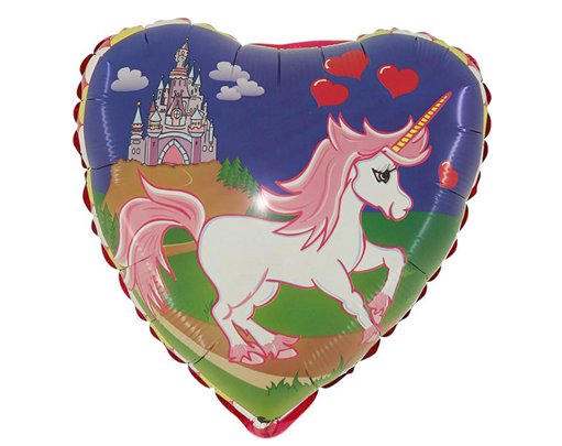 18IN UNICORN HEART SHAPED FOIL BALLOON