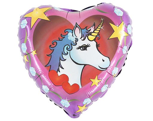 18IN UNICORN HEAD HEART SHAPED FOIL BALLOON