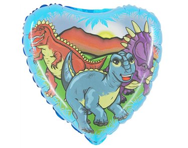 18IN DINO GANG HEART SHAPED FOIL BALLOON