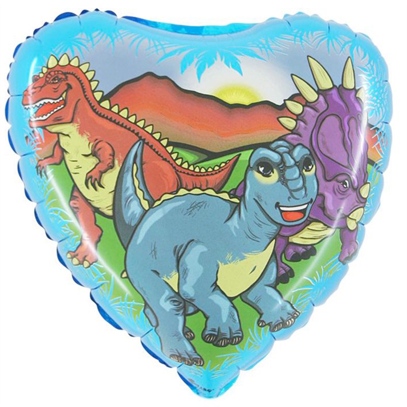 18IN DINO GANG HEART SHAPED FOIL BALLOON