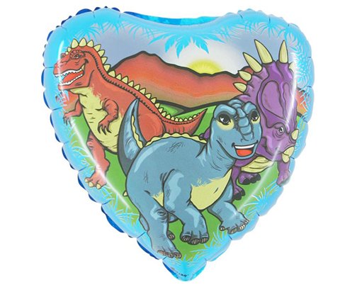 18IN DINO GANG HEART SHAPED FOIL BALLOON