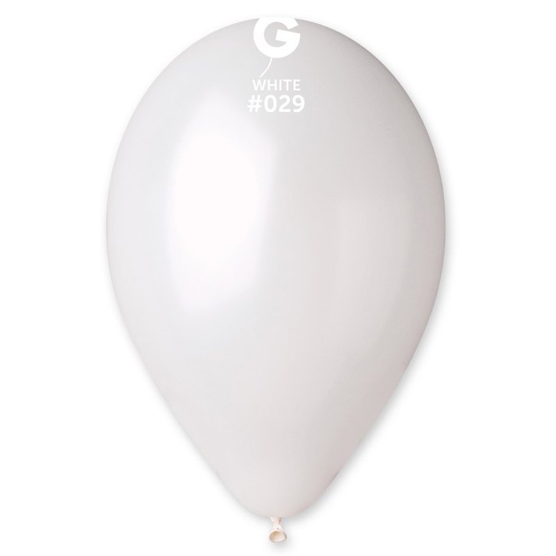 50PK 12in G120 WHITE METALLIC GEMAR BALLOONS