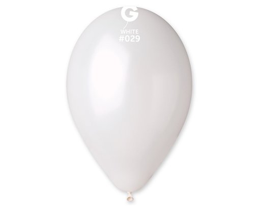 50PK 12in G120 WHITE METALLIC GEMAR BALLOONS