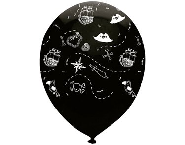 6PK 12in PIRATE'S MAP LATEX BALLOONS