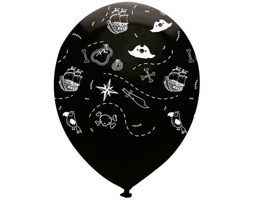 6PK 12in PIRATE'S MAP LATEX BALLOONS