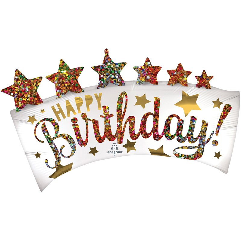 BIRTHDAY BANNER SATIN SUPERSHAPE FOIL BALLOON