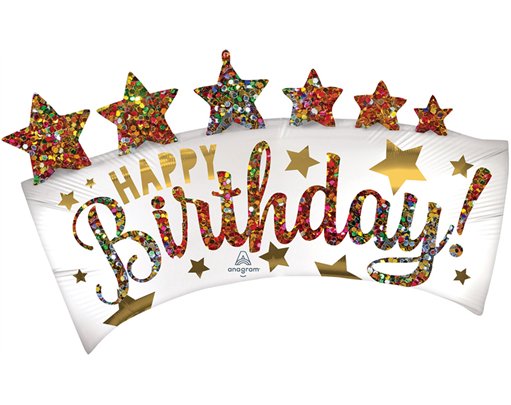 BIRTHDAY BANNER SATIN SUPERSHAPE FOIL BALLOON