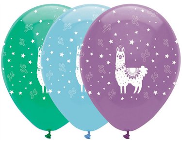 6PK 12in LLAMA PARTY LATEX BALLOONS
