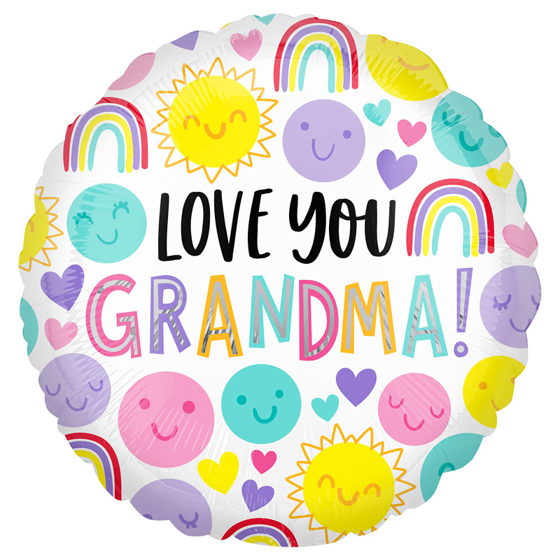 18in LOVE YOU GRANDMA FACES FOIL BALLOON