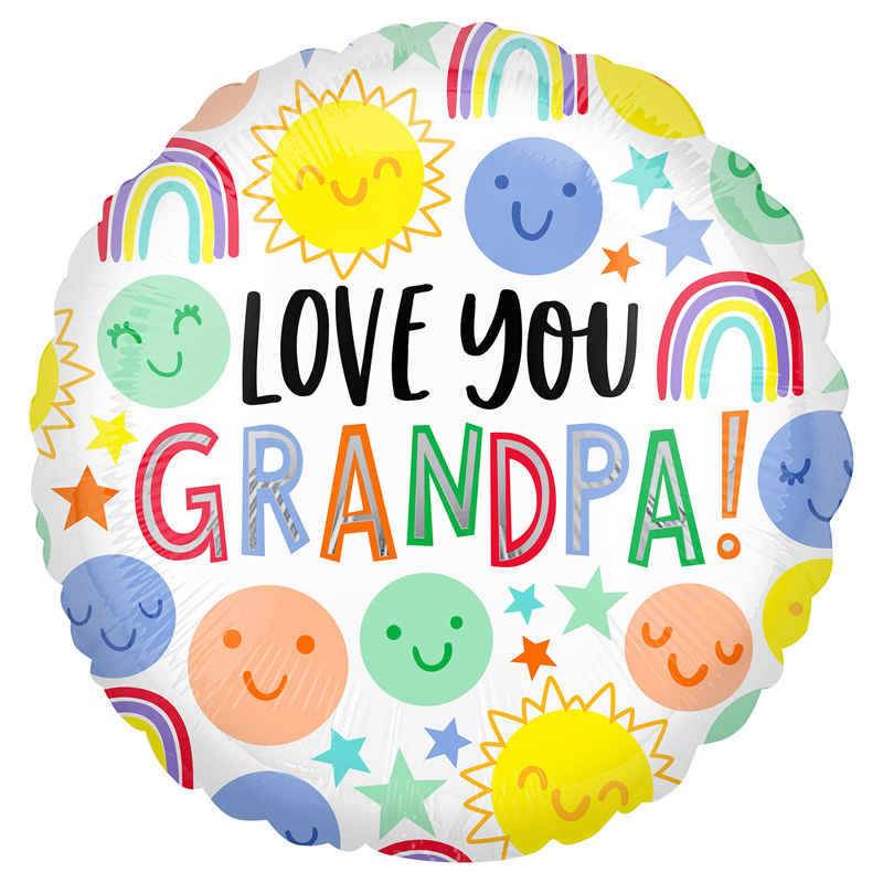 18in LOVE YOU GRANDPA FACES FOIL BALLOON