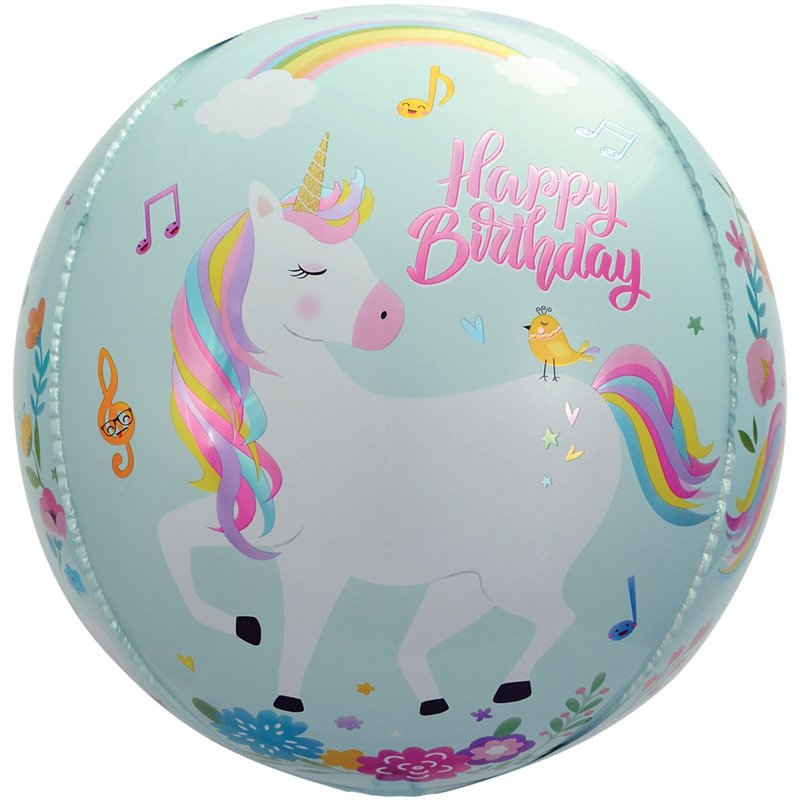 15in BLUE UNICORN SPHERE FOIL BALLOON