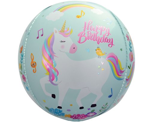 15in BLUE UNICORN SPHERE FOIL BALLOON
