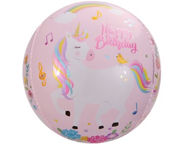 15in PINK UNICORN SPHERE FOIL BALLOON