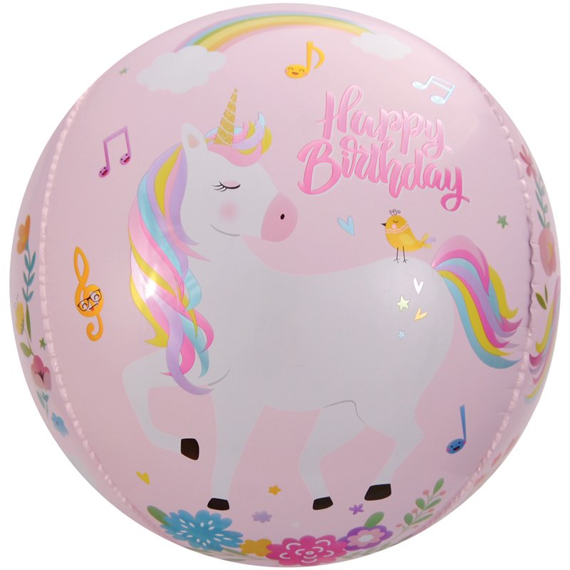 15in PINK UNICORN SPHERE FOIL BALLOON