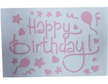 20x14cm PINK HAPPY BIRTHDAY VINYL STICKER 10S
