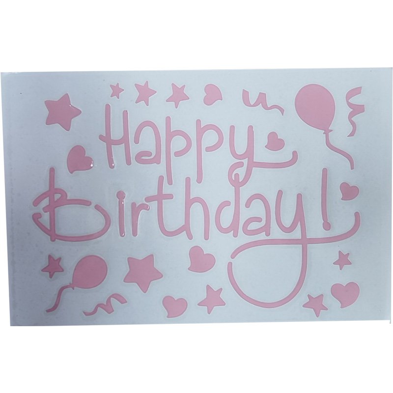 20x14cm PINK HAPPY BIRTHDAY VINYL STICKER 10S