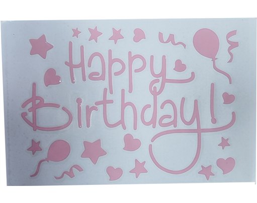 20x14cm PINK HAPPY BIRTHDAY VINYL STICKER 10S