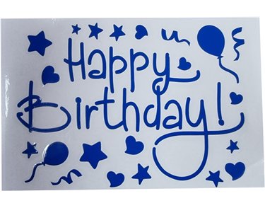 20x14cm BLUE HAPPY BIRTHDAY VINYL STICKER 10S
