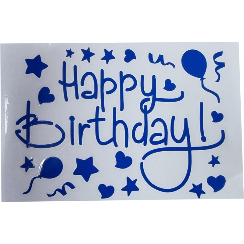 20x14cm BLUE HAPPY BIRTHDAY VINYL STICKER 10S