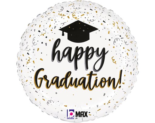 18in SATIN GRADUATION CONFETTI FOIL BALLOON