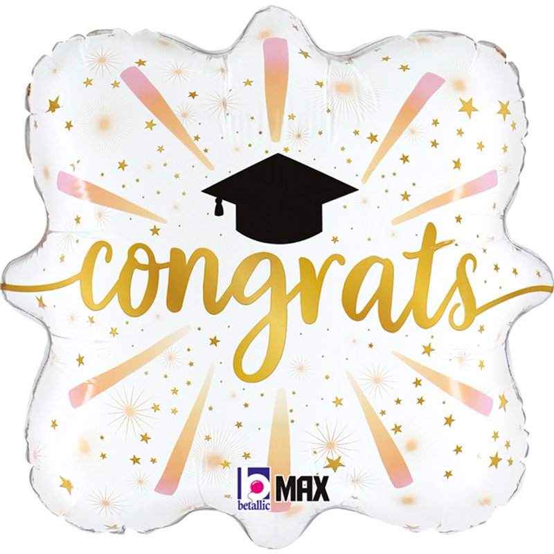 18in CONGRATS GRAD FIREWORKS FOIL BALLOON