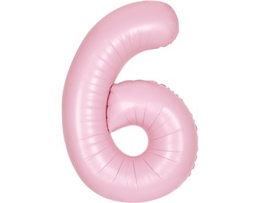 34in MATTE LOVELY PINK NUMBER 6 FOIL BALLOON