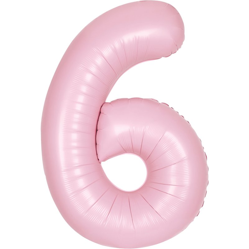 34in MATTE LOVELY PINK NUMBER 6 FOIL BALLOON