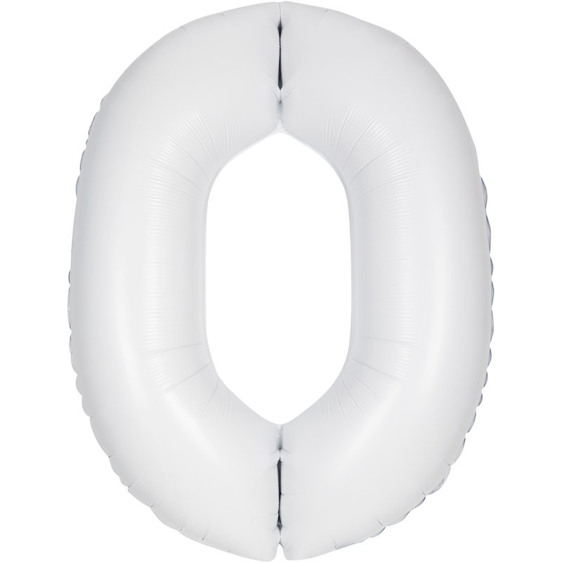 34in MATTE WHITE NUMBER 0 FOIL BALLOON