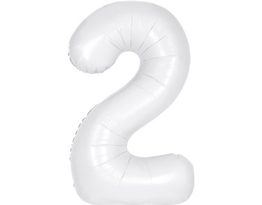 34in MATTE WHITE NUMBER 2 FOIL BALLOON