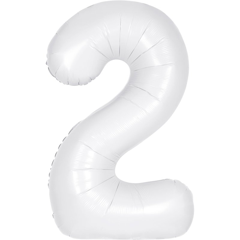 34in MATTE WHITE NUMBER 2 FOIL BALLOON