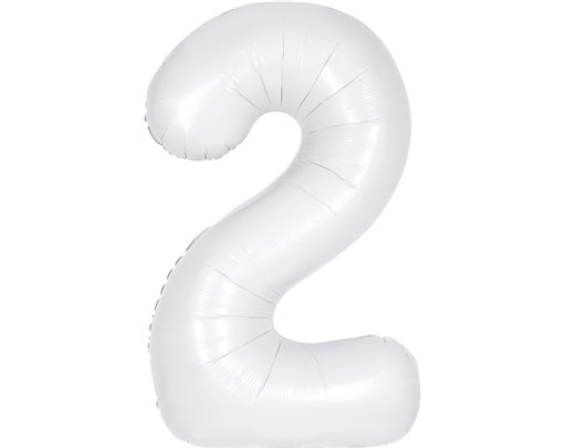 34in MATTE WHITE NUMBER 2 FOIL BALLOON