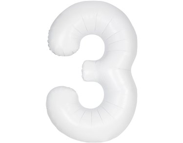 34in MATTE WHITE NUMBER 3 FOIL BALLOON