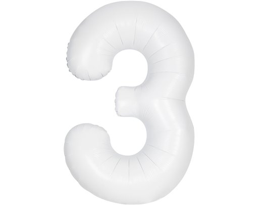 34in MATTE WHITE NUMBER 3 FOIL BALLOON