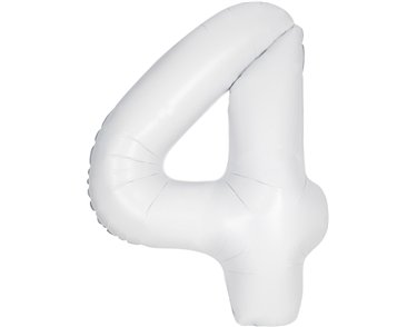 34in MATTE WHITE NUMBER 4 FOIL BALLOON